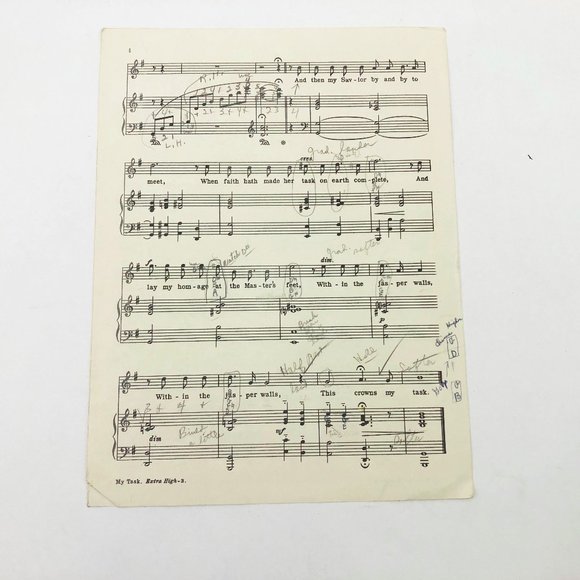 Vintage Ashford "My Task" Sheet Music Vocal Sacred Extra High Voice - Picture 2 of 3
